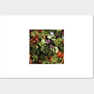 Vegetable nature pattern on black Posters and Art